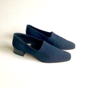 Amalfi Navy Fabric Stretch Genuine Leather Square Toe Loafers size 7.5AAA